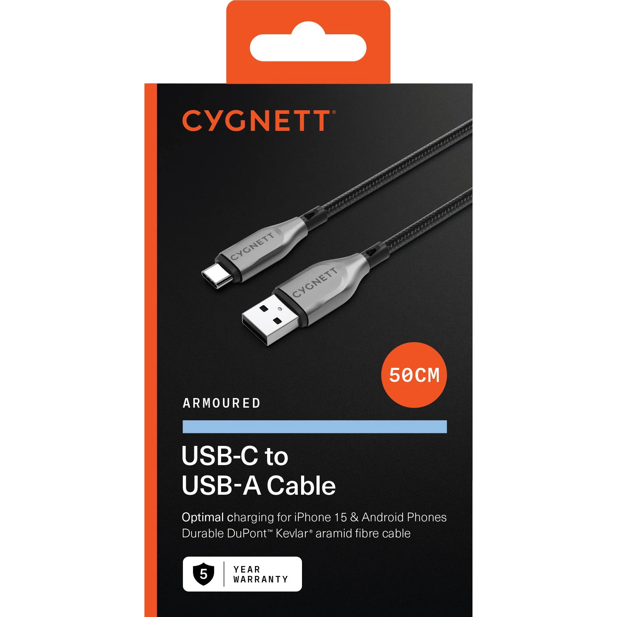 Cygnett Armoured USB-C to USB-A Cable 50cm (Black) - Image 8
