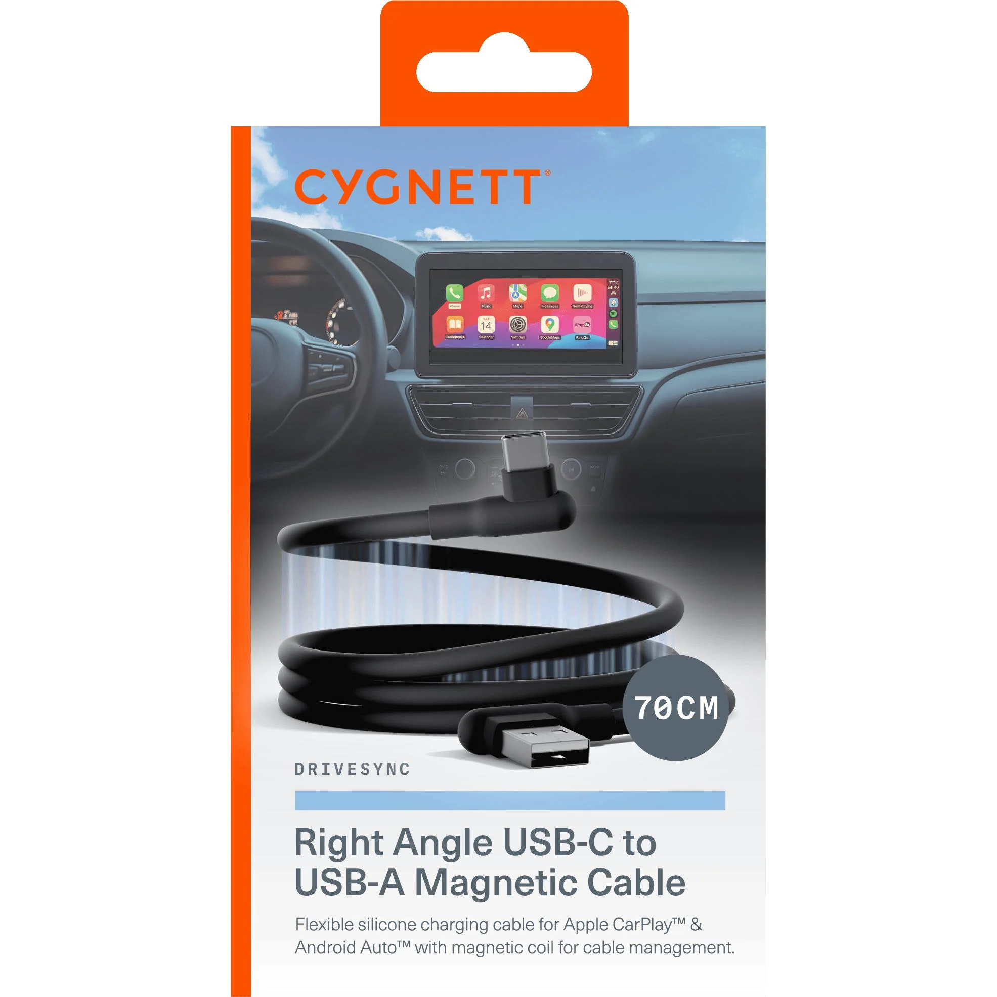 Cygnett DriveSync 70cm Magnetic Silicone USB-A to USB-C Right Angled Cable - Image 8